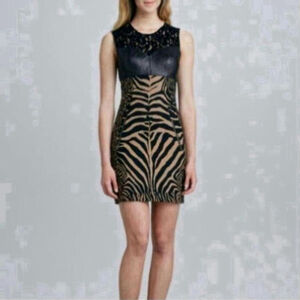 TRACY Reese Leather and Lace Jacquard Dress  Party mini Size 6